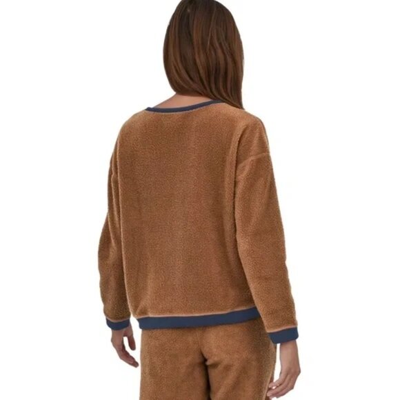 NEW Patagonia Women's Shearling Fleece Crew Top Sweatshirt Size XL Brown NWT - Picture 9 of 10